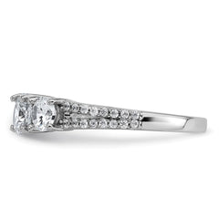 Sterling Silver Rhodium-plated Polished CZ Three Stone Split Shank Size 6 Ring