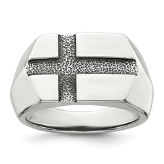 Sterling Silver Antiqued Cross Mens Size 10 Ring