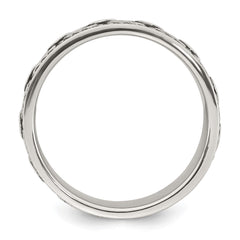 Sterling Silver Polished Beaded Antiqued Chain Link Band Size 10 Mens Ring