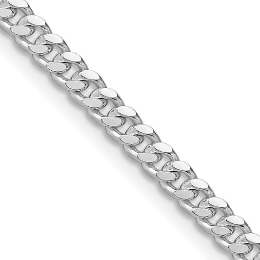 Sterling Silver Rhodium-plated 3.25mm Domed Curb ChainQRC100R