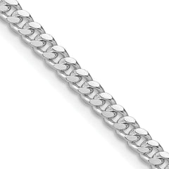 Sterling Silver Rhodium-plated 3.25mm Domed Curb ChainQRC100R