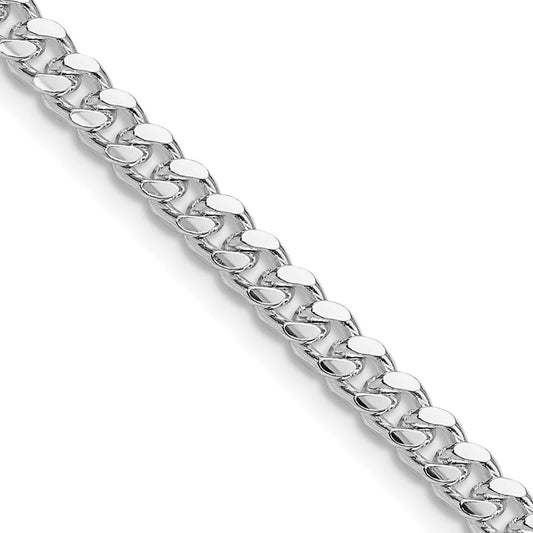 Sterling Silver Rhodium-plated 4mm Domed w/ Side D/C Curb ChainQRC120R