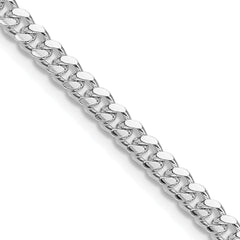 Sterling Silver Rhodium-plated 4mm Domed w/ Side D/C Curb ChainQRC120R