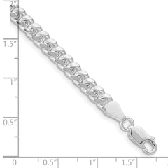 Sterling Silver Rhodium-plated 5mm Domed w/ Side D/C Curb Chain QRC150R-8