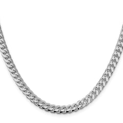 Sterling Silver Rhodium-plated 6mm Domed w/ Side D/C Curb ChainQRC180R