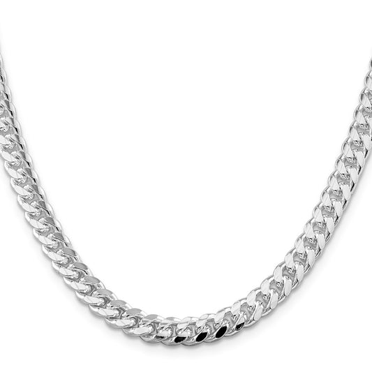 Sterling Silver Rhodium-plated 7mm Domed w/ Side D/C Curb ChainQRC200R