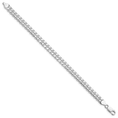 Sterling Silver Rhodium-plated 7mm Domed w/ Side D/C Curb Chain QRC200R-8