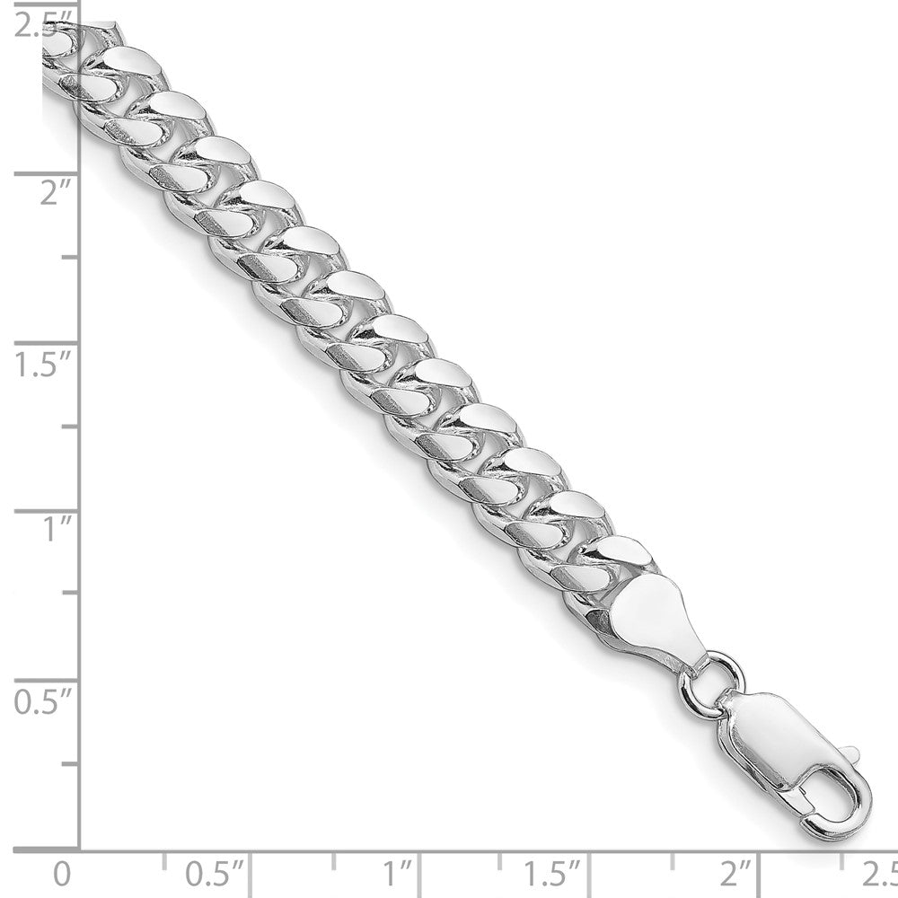 Sterling Silver Rhodium-plated 7mm Domed w/ Side D/C Curb Chain QRC200R-8
