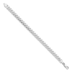 Sterling Silver Rhodium-plated 7.35mm Domed w/ Side D/C Curb Chain QRC220R-8