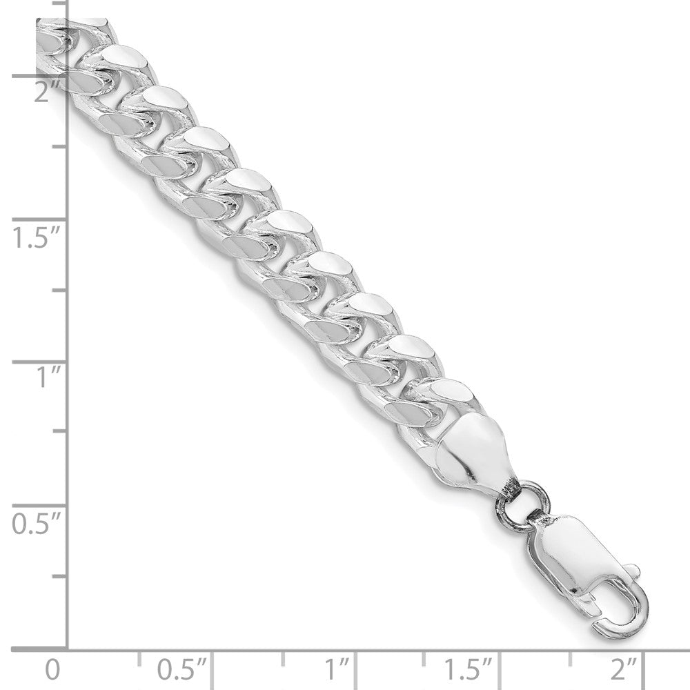 Sterling Silver Rhodium-plated 7.35mm Domed w/ Side D/C Curb Chain QRC220R-8