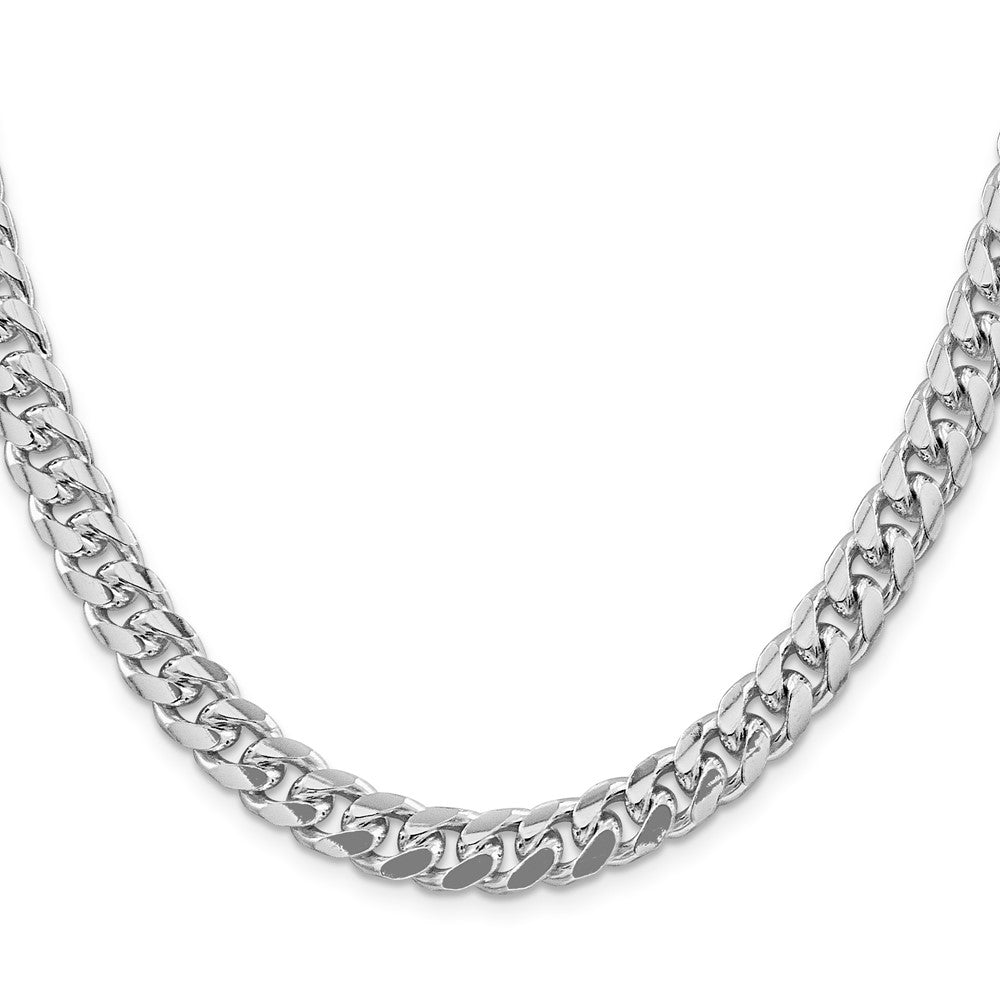 Sterling Silver Rhodium-plated 8.5mm Domed w/ Side D/C Curb ChainQRC240R