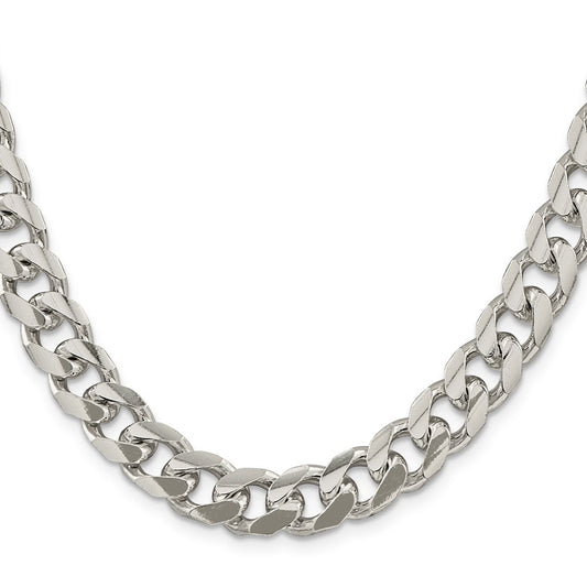 Sterling Silver 10.5mm Domed w/ Side D/C Curb ChainQRC300