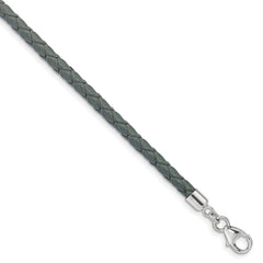 Sterling Silver Reflections Gray Leather Rhodium-plated 14 inch with a 2 inch extention Choker/Wrap Bracelet QRS4049GRAY-14