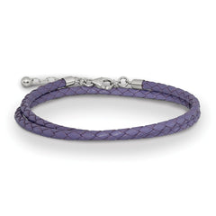 SS Reflections Purple Leather Rh-plated 14in w/2in ext Choker/Wrap Bracelet QRS4049PURP-14