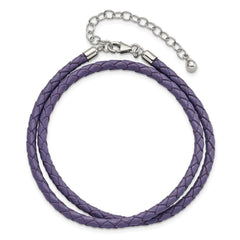 SS Reflections Purple Leather Rh-plated 14in w/2in ext Choker/Wrap Bracelet QRS4049PURP-14