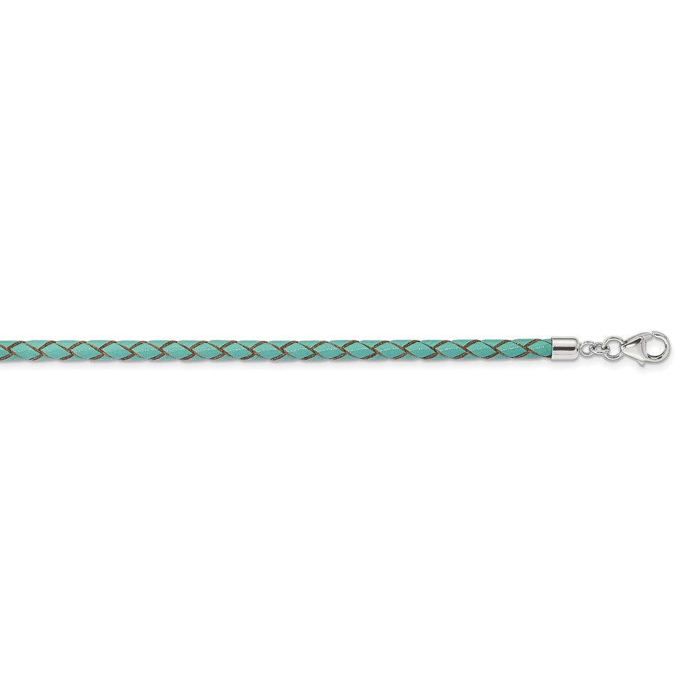 Sterling Silver Reflections Teal Leather Rhodium-plated 14 inch with a 2 inch extention Choker/Wrap Bracelet QRS4049TEAL-14