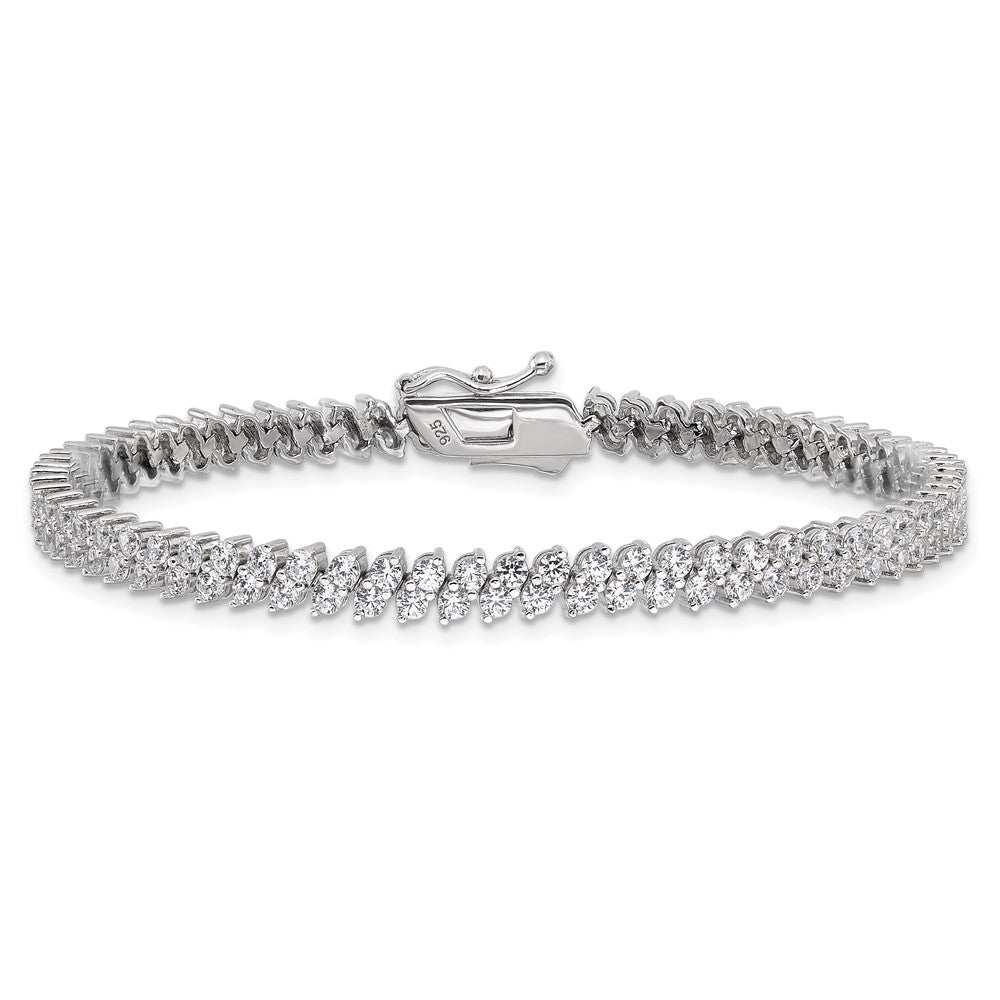 Sterling Shimmer Sterling Silver Rhodium-plated CZ 138 Stone 7 inch Bracelet QSH101-7