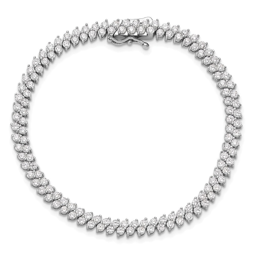 Sterling Shimmer Sterling Silver Rhodium-plated CZ 138 Stone 7 inch Bracelet QSH101-7
