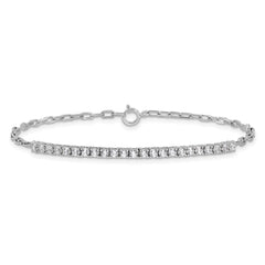 Sterling Shimmer Sterling Silver Rhodium-plated CZ 23 Stone 7 inch Paperclip Link Bracelet QSH102-7