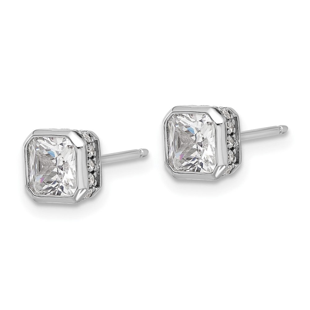 QSH105 Sterling Shimmer Sterling Silver Rhodium-plated CZ 34 Stone Square Post Earrings