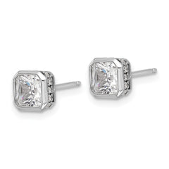 QSH105 Sterling Shimmer Sterling Silver Rhodium-plated CZ 34 Stone Square Post Earrings