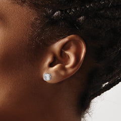 QSH105 Sterling Shimmer Sterling Silver Rhodium-plated CZ 34 Stone Square Post Earrings