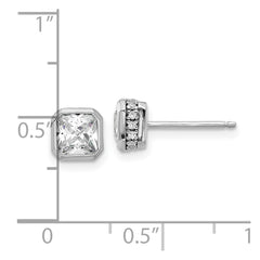 QSH105 Sterling Shimmer Sterling Silver Rhodium-plated CZ 34 Stone Square Post Earrings