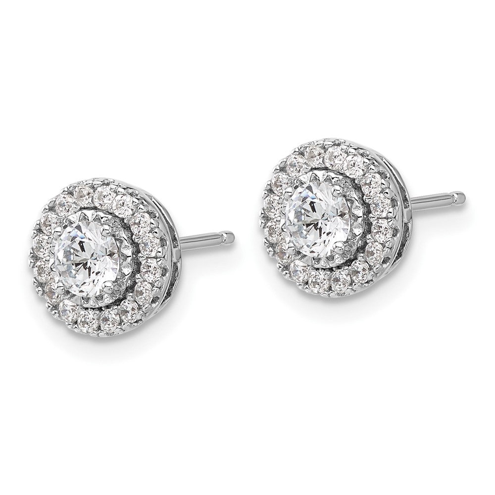 QSH106 Sterling Shimmer Sterling Silver Rhodium-plated CZ 34 Stone Round Post Earrings