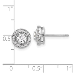 QSH106 Sterling Shimmer Sterling Silver Rhodium-plated CZ 34 Stone Round Post Earrings