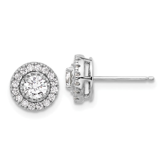 QSH106 Sterling Shimmer Sterling Silver Rhodium-plated CZ 34 Stone Round Post Earrings