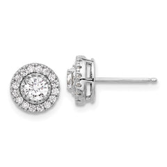 QSH106 Sterling Shimmer Sterling Silver Rhodium-plated CZ 34 Stone Round Post Earrings