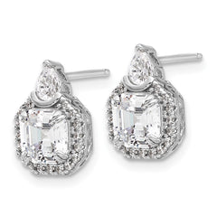 QSH107 Sterling Shimmer Sterling Silver Rhodium-plated CZ 38 Stone Teardrop Post Earrings
