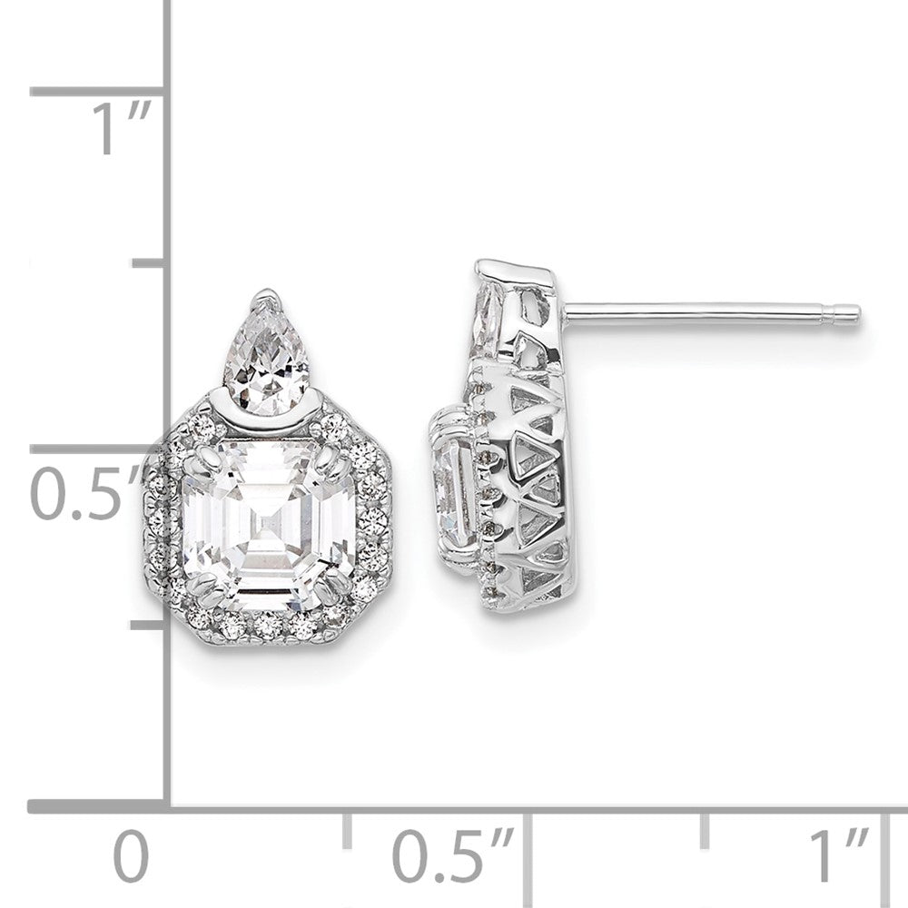 QSH107 Sterling Shimmer Sterling Silver Rhodium-plated CZ 38 Stone Teardrop Post Earrings