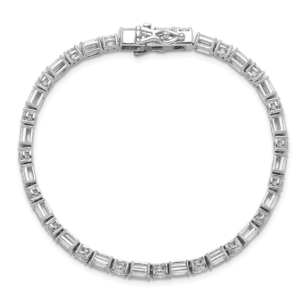 Sterling Shimmer Sterling Silver Rhodium-plated CZ 59 Stone 7.25 inch Bracelet QSH124-7.25