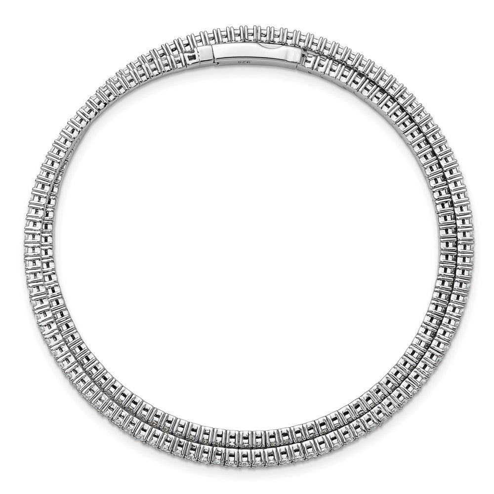 Sterling Shimmer Sterling Silver Rhodium-plated 1.75mm CZ 192 Stone Wrap Bracelet QSH126