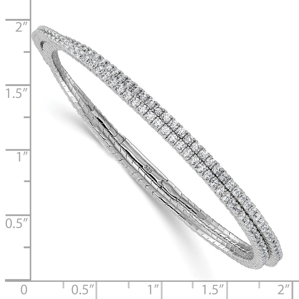 Sterling Shimmer Sterling Silver Rhodium-plated 1.75mm CZ 192 Stone Wrap Bracelet QSH126