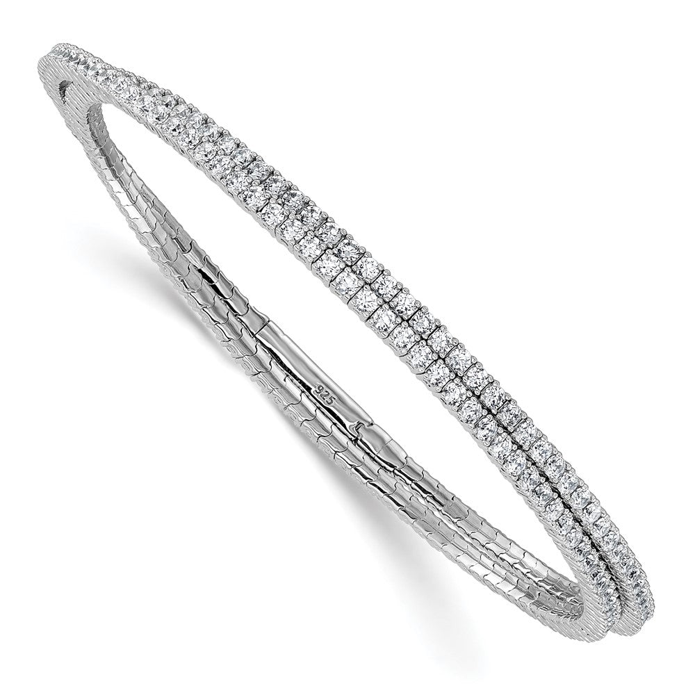 Sterling Shimmer Sterling Silver Rhodium-plated 1.75mm CZ 192 Stone Wrap Bracelet QSH126