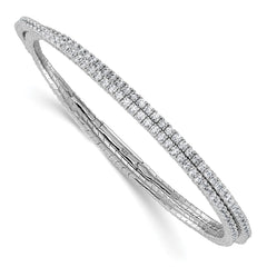 Sterling Shimmer Sterling Silver Rhodium-plated 1.75mm CZ 192 Stone Wrap Bracelet QSH126