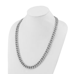 Sterling Shimmer Sterling Silver Rhodium-plated CZ 1850 Stone Curb Link 26 inch NecklaceQSH129