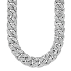 Sterling Shimmer Sterling Silver Rhodium-plated CZ 1300 Stone Curb Link 18 inch NecklaceQSH129