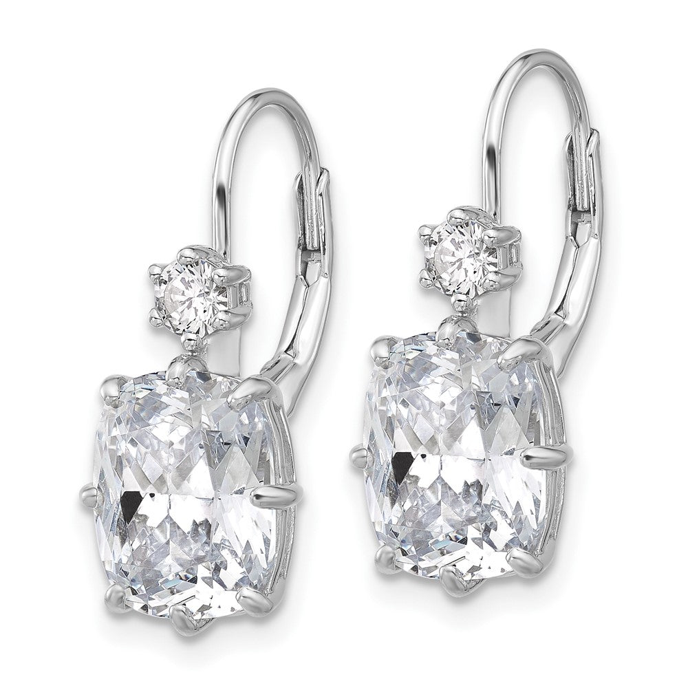 QSH130 Sterling Shimmer Sterling Silver Rhodium-plated CZ 4 Stone Leverback Earrings
