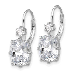 QSH130 Sterling Shimmer Sterling Silver Rhodium-plated CZ 4 Stone Leverback Earrings
