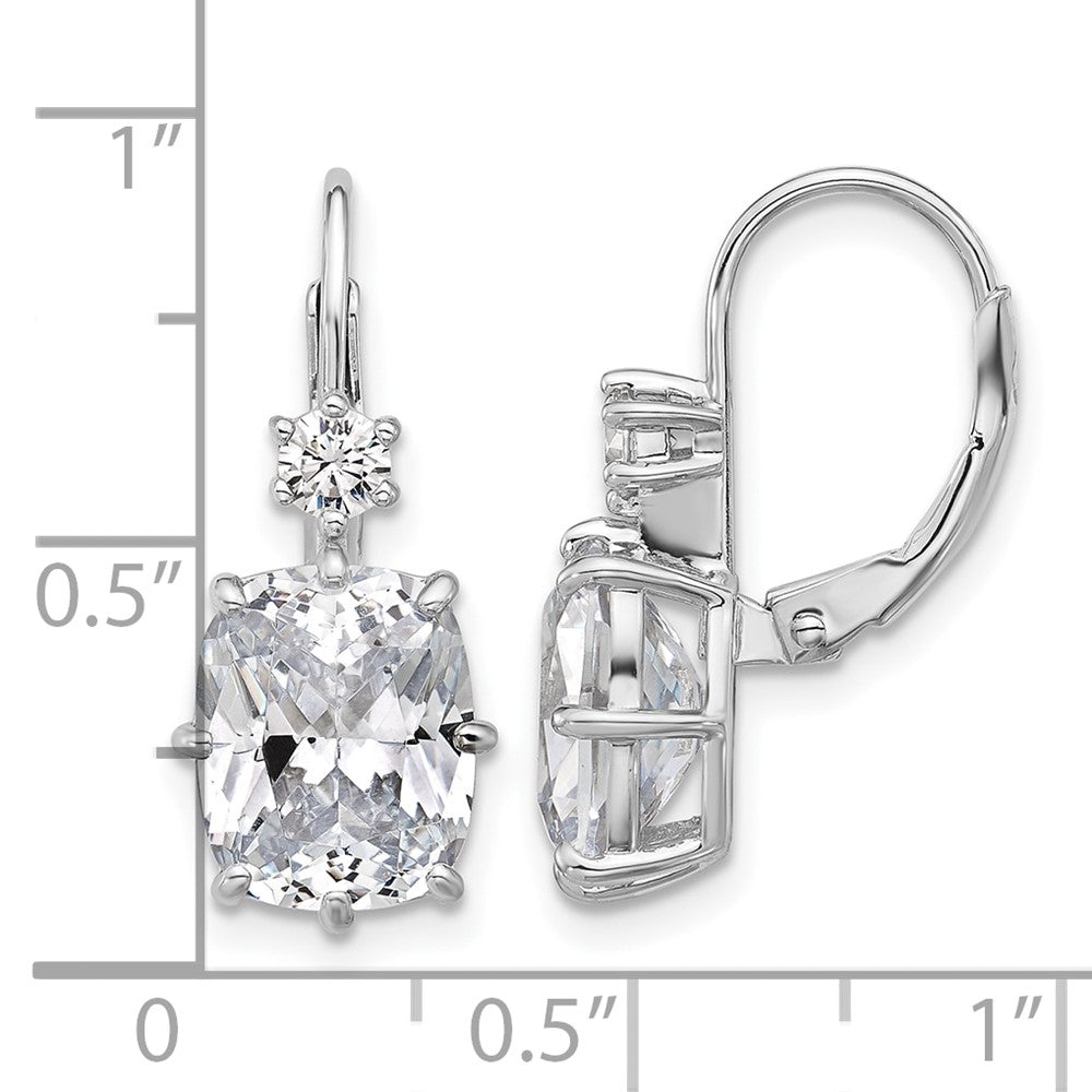 QSH130 Sterling Shimmer Sterling Silver Rhodium-plated CZ 4 Stone Leverback Earrings