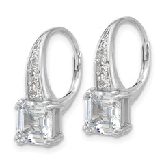 QSH134 Sterling Shimmer Sterling Silver Rhodium-plated CZ 12 Stone Leverback Earrings