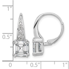 QSH134 Sterling Shimmer Sterling Silver Rhodium-plated CZ 12 Stone Leverback Earrings