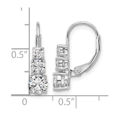 QSH135 Sterling Shimmer Sterling Silver Rhodium-plated CZ 6 Stone Leverback Earrings