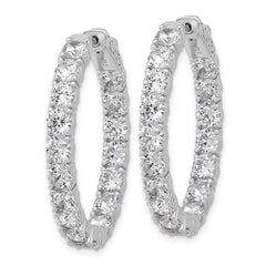 QSH141 Sterling Shimmer Sterling Silver Rhodium-plated 4mm CZ 34 Stone Oval In and Out Hinged Hoop Earrings