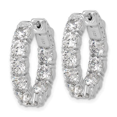 QSH144 Sterling Shimmer Sterling Silver Rhodium-plated 4.3mm CZ 18 Stone Oval In and Out Hinged Hoop Earrings