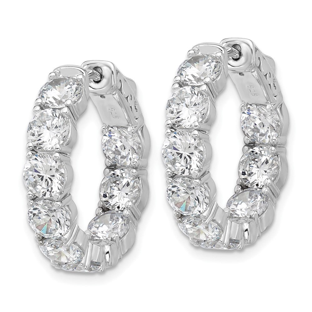 QSH146 Sterling Shimmer Sterling Silver Rhodium-plated 4.75mm CZ 18 Stone In and Out Hinged Hoop Earrings