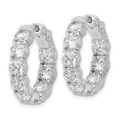 QSH146 Sterling Shimmer Sterling Silver Rhodium-plated 4.75mm CZ 18 Stone In and Out Hinged Hoop Earrings